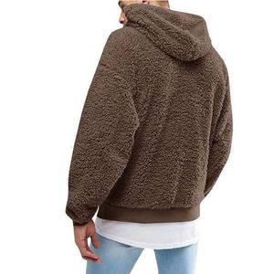 QNPQYX Męskie zima Gruby ciepły sweter Oversized fleece bluzy męskie sweter jesień zima stałe z kapturem streetwear topy
