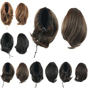 10 polegadas cordão sintético rabo de cavalo Big Curly Curly Cabytails Simulação Human Hair Extension Bundles 4 Cores Opcional SP098N