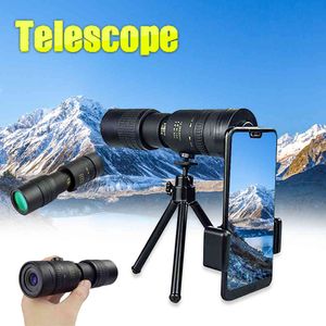 4K 10-300x40mm Super Telepo Zoom Monocular Teleskop med Bak4 Prism Lens Beach Resor Utomhusaktiviteter Sport