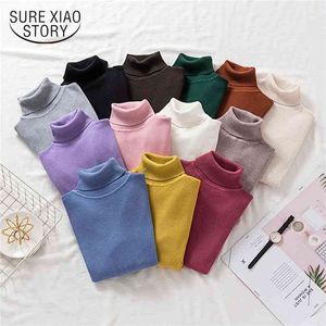 Turtleneck Pullover Sweater Mulheres Jumper Fashion Moda Outono Manga Longa Slim Basic Top Roupas Coreanas Sólidas 11107 210510