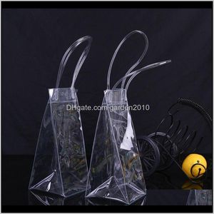 Hinkar och kylare Hållbara klara transparent PVC Champagne Wine Ice Pouch Cooler Bag med handtag Fast WB729 PQAN4 7I5DC