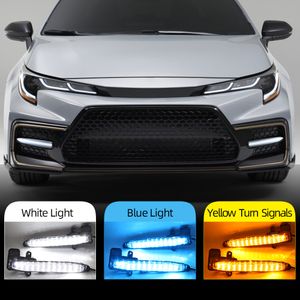 2PCS LED DRL For Toyota Corolla SE XSE 2020 2021 Daylight Yellow Turn Signal Car Daytime Running Light foglights