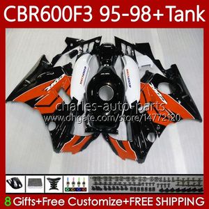 Carroçaria + Tanque para Honda CBR600F3 600cc 600FS 95-98 Corpo 64No.170 CBR 600 600F3 CBR600 F3 FS CC 1995 1996 1997 1998 CBR600FS CBR600-F3 95 98 98 Jogo de Fairing Orange Black