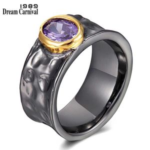 Anéis De Ouro Roxos venda por atacado-DreamCarnival1989 Único anel de banda empilhável para mulheres roxo Zircon preto cor de ouro tons ing jóias anéis WA11783