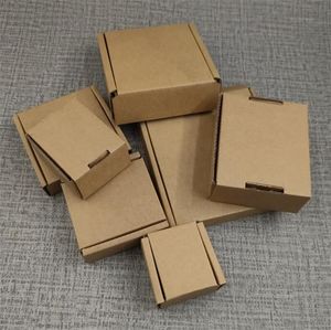 50st tjock kartongkorg Kraftpapper Små presentförpackningsbox Naturbrun kartong smycken blank wellpapp 210517