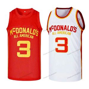 Custom Durant # 3 McDonald American Basketball Jersey Sewn White Red S-4XL Namn och nummer Toppkvalitet