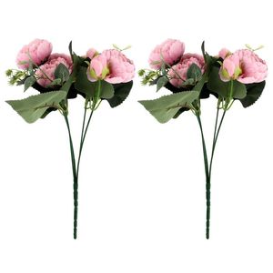Dekoracyjne kwiaty wieńce 2 sztuk symulacji sztuczna piwonia kwiat bukiet diy fałszywy wesele party domowe dekoracji biura walentynki G