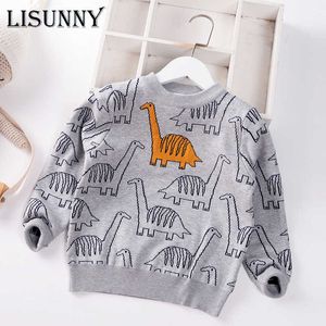 Boys Sweater 2021 Autumn Winter Baby Jumper Cartoon Dinosaur Knitted Coat Children Sweater Toddler Pullover Kids Clothes 1-7y Y1024