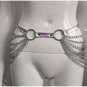 BOYSWE Black Leather Belt Goth Sexy Chain Skirt Punk Style Strap Waist Body Harness Raver Dance Jewelry