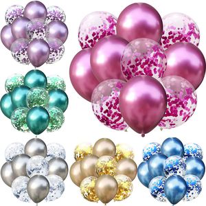 Ballongmarknad 12 tum konfetti ballong 10 stycken/set metallisk f￤rg latex dekorativa ballonger br￶llop f￶delsedagsfest dekorationer