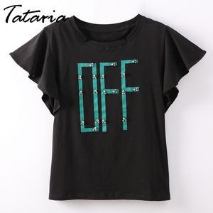 Tataria Tees Mulheres Roupas Verão Engraçado Pérola Beading Casual Mangas Curtas Senhoras T-shirt Haut Femme O-Neck Feminino Camiseta 210514