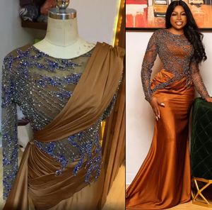 2022 Plus Size Arabic Aso Ebi Luxurious Sparkly Mermaid Prom Dresses Beaded Sequins Evening Formal Party Second Reception Birthday Engagement Gowns Dress