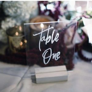 Party-Dekoration, Acryl-Tischnummern-Schild, Hochzeit, transparent und Ständer, Set, Dekor, Beschilderung, 12,7 x 17,8 cm