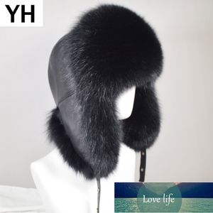 Men Outdoor Winter Natural Real Fur Bombers Hats Warm Soft Quality Real Raccoon Fur Cap Luxury Real Sheepskin Leather Hat Factory price expert design Quality Latest