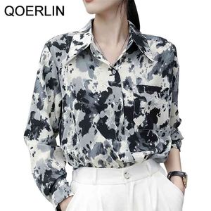 Long Sleeve Turn-down Collar Blouse Women Plus Size Autumn Leopard Print Chiffon Shirt Ladies Thin Top Female 210601