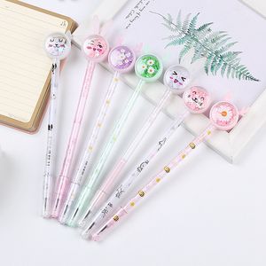 0.5mm Söt tecknadstudenter Gel Pen Creative Animal Shape Sequins Neutral Pennor Svart Stationär Partihandel Skola Presentförsörjning