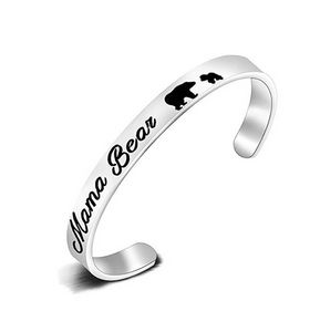Letter Mama Bear Bracelet Stainless Steel Animal bears cub Bracelet wristband bangle cuff for women Fashion jewelry Mother's Day gift will and sandy