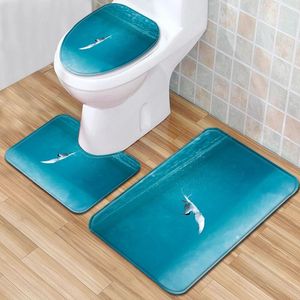 Carpets Bathroom 3PCS Carpet Set Absorbent Toilet Pedestal Rug Anti-slip Doormat Shower Mat Flannel Soft Cover Seat Mats