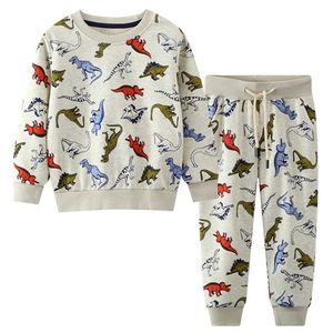 Hoppmätare Vinterhösttröjor Kläder uppsättningar Bomull Boys Tjejer Dinosaurs Outfits Säljer Barn 2 st 210529