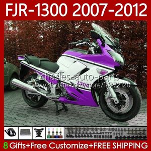 طقم الجسم ل Yamaha FJR-1300 FJR1300A FJR 1300 A CC-2012-2012 الأرجواني البيضاء هيكل السيارة 108NO.108 FJR-1300A 2008 2009 2010 2011 2012 FJR1300 07 08 09 10 11 12 OEM FLATING