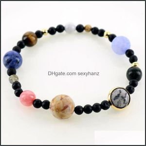 Bracelets Beaded, Strands 9 Planet Universe Chakra Stars Natural Stone Bracelet Women Mens Jewelry Earth Lucky Amet Drop Delivery 2021 V2Gju