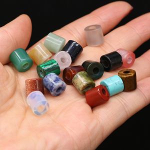 4mm Big Hole cylinder column Stone chakra Healing Reiki Charms Pendant Turquoise Rose Quartz Crystal Finding DIY Necklaces Women Jewelry 9mm