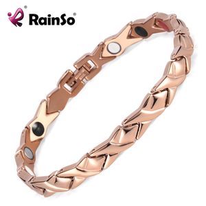 Rainso Stainless Steel Letter Hhape Power Energy Health Bracelet 4 In 1 Magnetic Germanium Healthy For Women 211124