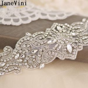 Bröllopssashes Janevini Shining Rhinestone Dress Belt Pearl Crystal Bridal Satin Sash Beading Ribbon Belts brudtärna Midjeband231r