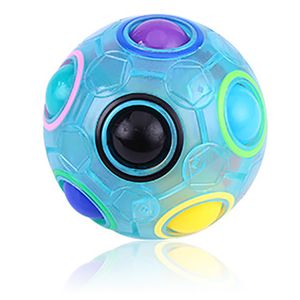 Luminous Blue Rainbow Magic Cube Puzzle Ball Fidget Toys Fun Game Stres reliever Teaser dla dzieci Dzieci nastolatki i dorosłych