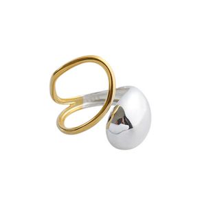 ANDYWEN 925 Sterling Silber Gold Resizable Ringe Große Unregelmäßige Luxus Design Frauen Rock Punk Big 210608