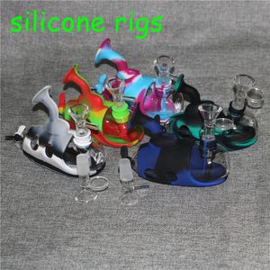 Submarine silicone glass hookah 4.9" smoking pipes mini bong food grade Silicon Water bongs hookahs recycler oil rigs