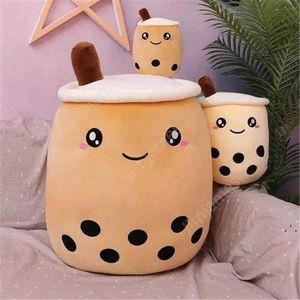 Cute Fruit Drink Plush Stuffed Soft Pink Strawberry Milk Tea Plush Boba Tea Cup Toy Bubble Tea Pillow Cushion Kids Gift 24cm DAJ242