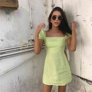 Francês Romance Elegante Mini Vestidos Mulheres Verão Escritório Senhoras High Street Beach Leisure Férias Curto Mujer 210427