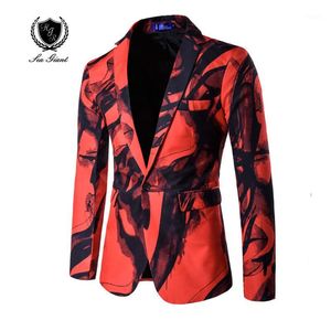 Mäns kostymer blazers grossist- Mans lyxig design mens casual slim passform kostym röd jacka coat groomsmen bröllop mode europeisk stil