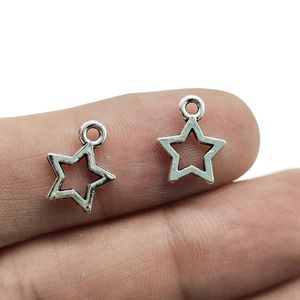 Wholesale 200pcs Small Star Alloy Charms Pendants Retro Jewelry Making DIY Keychain Ancient Silver Pendant For Bracelet Earrings 12*10mm DH0827