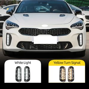 1 par dimlampa för Kia Stinger 2017 2018 2019 2020 med gul bländsignalfunktion bil drl led dagsljus