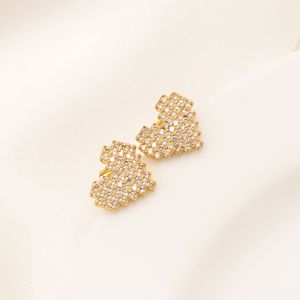 Panie 22k Fine Solid 18ct Thai Baht G / F Gold Kolczyki Stud Color Crystal Heart Bling Craft Haft Mapa Duży Hip-Hop