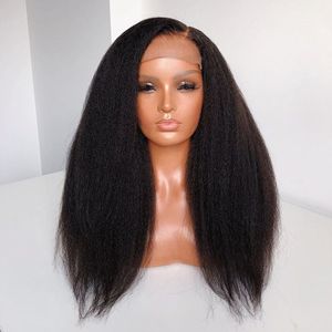 Yaki 26 Inch Black Color Long Straight Glueless Transparent Lace Front Wig Synthetic For Fashion Women With Babyhair Dailyfactory direct
