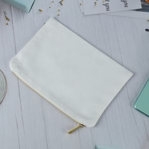 100% Polyester Storage Makeup Bag-Organizer Travel 12oz kosmetisk väska för sublimering med gyllene dragkedja Bröllopsklättrass