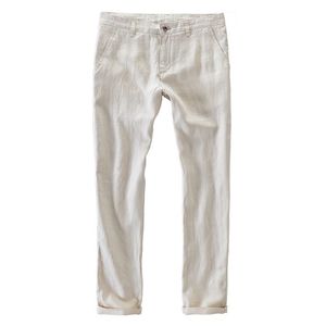 Summer Mens 100% Linen Pants Cool Thin White Trousers Breathable Casual Man Straight Business Cargo 210715