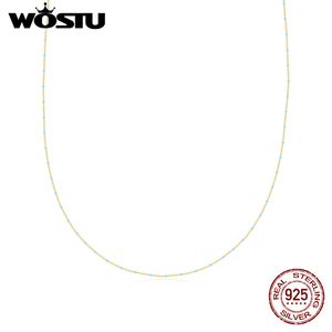 Wostu Neckalce 100 % 925 Sterling Silber Böhmische Kette für Frauen Schlangenglieder-Halsketten Einfacher feiner Schmuck Geschenk FIN452