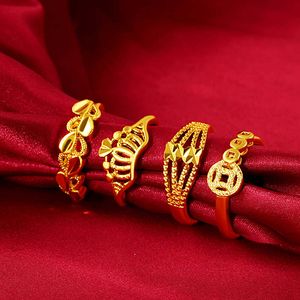 Bandas De Boda 24k al por mayor-Hueco de las mujeres k anillos de banda chapada en oro NJGR053 Moda Regalo de boda Mujeres Amarillo Placa de oro Anillo de joyería