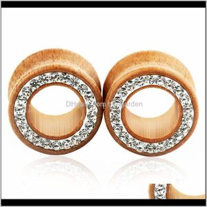 & Drop Delivery 2021 2Pcs Wooden Crystal Plugs And Piercings Screw Fit Expansion Ear Stretched Piercing Fesh Tunnels Body Jewelry 6Ajia