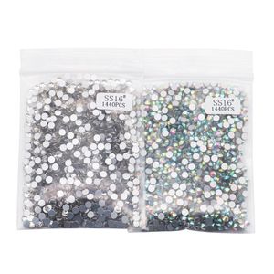 Dekoracje na paznokcie 1440 sztuk / worek SS16 Flatback Non Fix Clear Crystal Glass Rhinestones AB Akcesoria odzieżowe