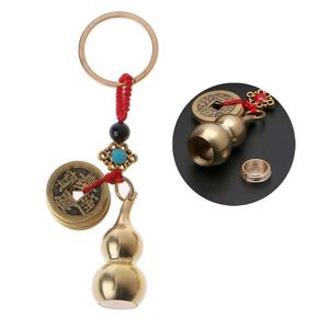 Lucky Gourd Beychain с Feng Shui монеты латунь Calabash Wu Lou Cleant Keychain 13MD G1019