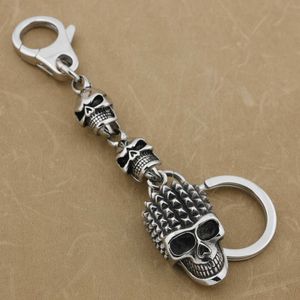 Linsion 316l Stainless Steel Punk Skull Keyring Mens Biker Keychain 4t032kc H0915