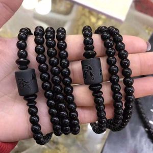 Boncuklu, Teller 1 adet 10 / 12mm Siyah Obsidiyen Taş Boncuk Buzlu Boncuklu Bilezikler Şanslı Çift Çoklu Turn Strand Takı Hediyeler