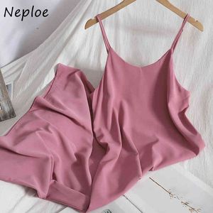 Neploe V Neck Sleeveless Camis Dress Women High Waist Hip A Line Vestidos Candy Color Summer Outwear Faldas Mujer Summer 210423