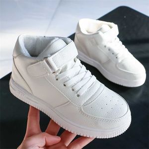 Erkek Bebek Kız Rahat Ayakkabılar Çocuk Deri Sneakers Yumuşak Düz Yüksek Su Geçirmez Beyaz Siyah Kırmızı Çocuklar Boot Chaussure Enfant 220115