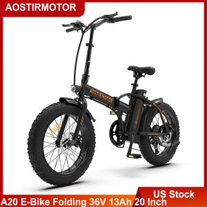 Wholesale folding electric bikes resale online - US STOCK AOSTIRMOTOR A20 Electric Bike Folding V Ah Lithium Battery W Ebike Inch Fat Tire City Beach Cruiser Bicycle